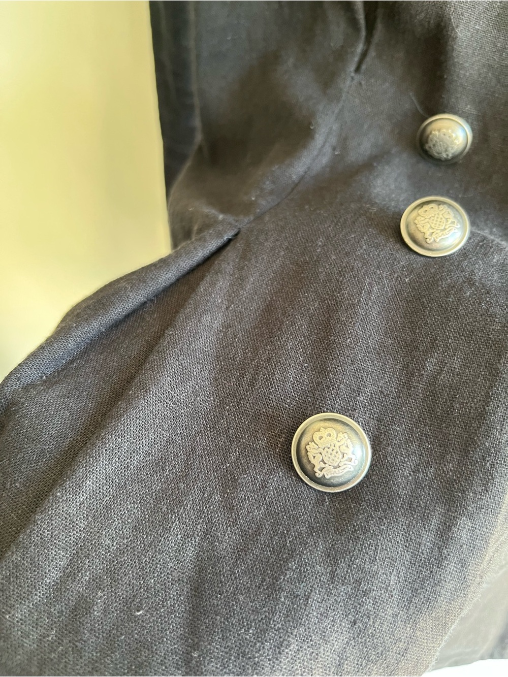 Free People Black Military Jacket Linen Blend Sz Sm Collared Long Sleeve Buttons - Picture 4 of 6